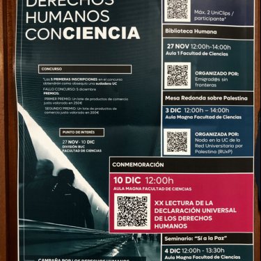 Lectura de un art&iacute;culo de los Derechos Humanos en la Facultad de Ciencias de Cantabria